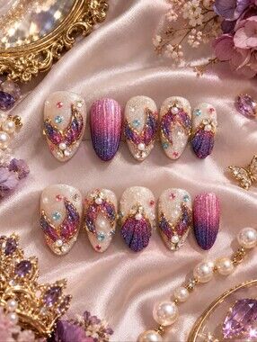 Purple Mermaid Tail  Press-On Nails